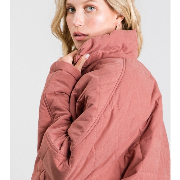 JODIFL Vintage Mauve Oversized Quilted Puffer Jacket - Picture 5 of 8
